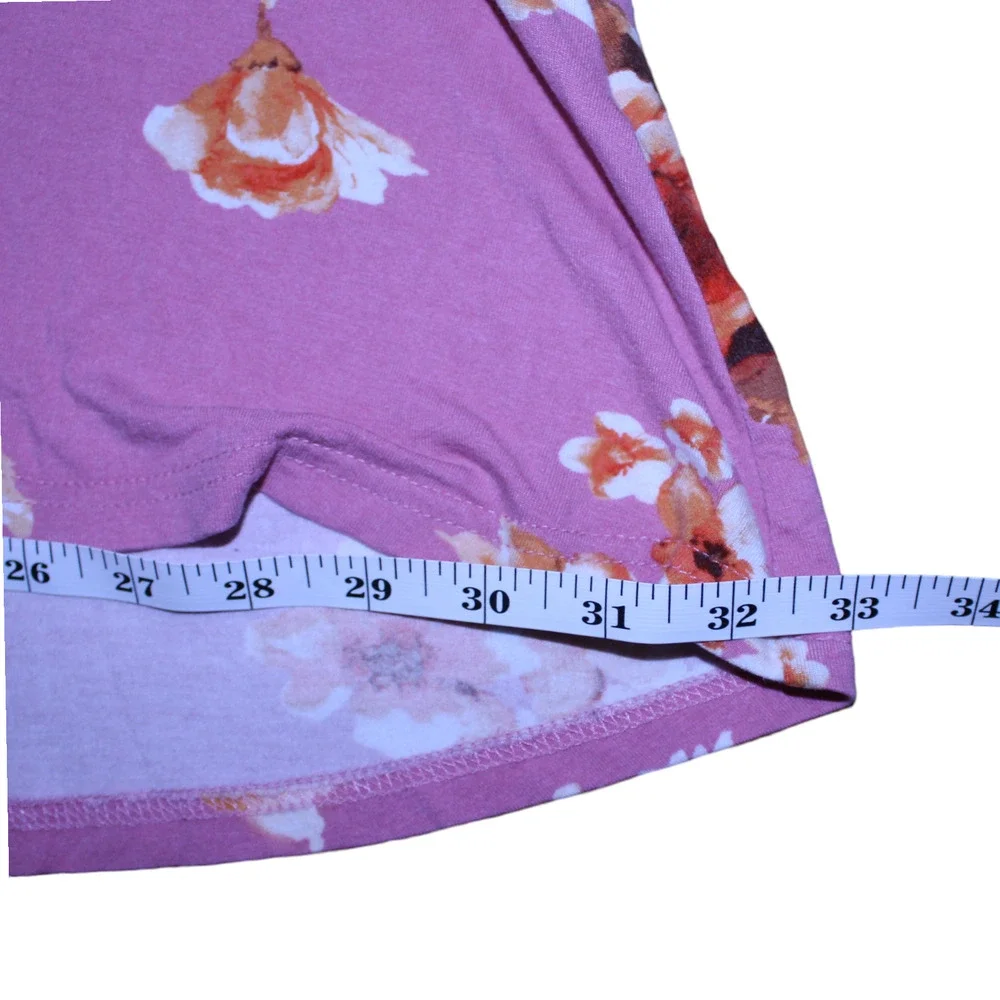 Popyoung Womens Pink Floral Sleeveless Tunic High Low Tank Top 2XL